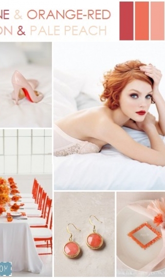Свадебная палитра: карминный, красно-оранжевый, лососевый, бледно-персиковый + бесплатный макет свадебной полиграфии от студии #об_лепиха