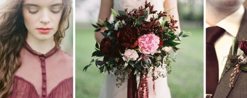 Свадебная палитра: каштановый, марсала, чайная роза и миртовый зеленый